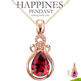 Ruby Gemstone Red Crystal Pendant Necklace 18k Rose Zircon Diamond
