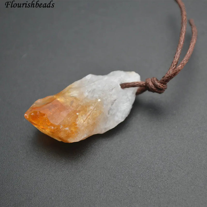 10pc Natural Rough Citrine Quartz Stone Charm Pendants