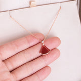 Sterling Silver Carnelian Mother-of-Pearl Fan Pendant Necklace
