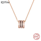 925 Silver Three Loop Pendant Choker Necklace for Women