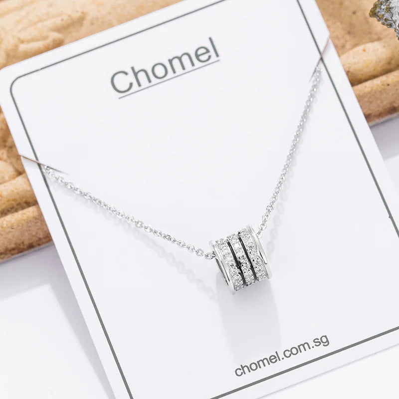 925 Silver Three Loop Pendant Choker Necklace for Women