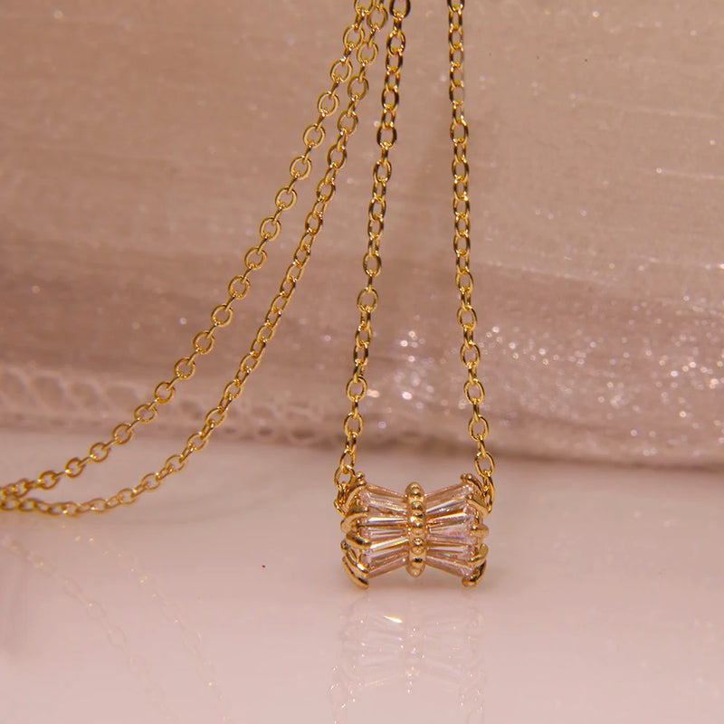 Diamond Zirconium Necklace 18K Real Earrings Jewelry