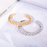 Zircon Twisted Chain Cuff Bangle Bracelet