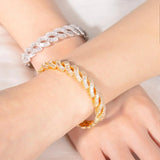 Zircon Twisted Chain Cuff Bangle Bracelet