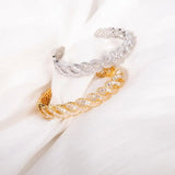 Zircon Twisted Chain Cuff Bangle Bracelet