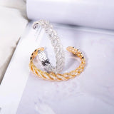 Zircon Twisted Chain Cuff Bangle Bracelet