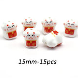 15mm Fortune Cat Ceramic Beads For Jewelry Making