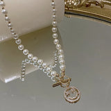 Smile Face Bead Chain Necklace Happy Face Strand Simulated Pearl Bead Necklace