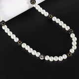 Smile Face Bead Chain Necklace Women Happy Face Simulated Pearl Bead Necklace