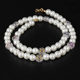 Smile Face Bead Chain Necklace Women Happy Face Simulated Pearl Bead Necklace