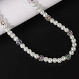Smile Face Bead Chain Necklace Women Happy Face Simulated Pearl Bead Necklace