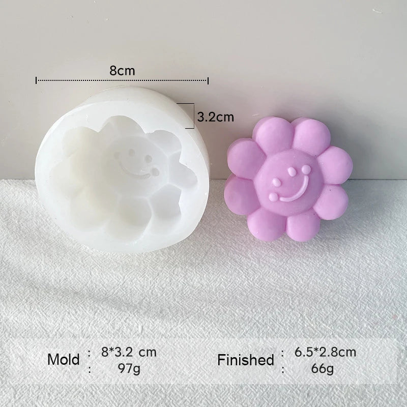 Smile Face Flower Candle Silicone Mold Home Decor