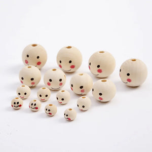 Smile Face Painting Wood Beads for DIY Crafts Jewelry Making