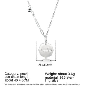 Smile S925 Sterling Silver Necklace Geometric Clavicle Chain
