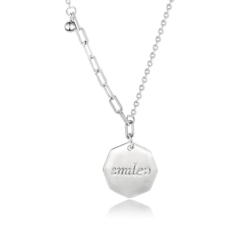 Smile S925 Sterling Silver Necklace Geometric Clavicle Chain