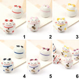 Smile Lucky Cat Ceramic Beads 17x18mm Charm Colorful DIY Bracelet Pendant