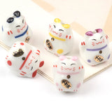 Smile Lucky Cat Ceramic Beads 17x18mm Charm Colorful DIY Bracelet Pendant