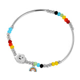 Rainbow Bangle 925 Silver Charm Bracelet for Women