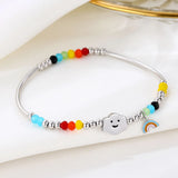 Rainbow Bangle 925 Silver Charm Bracelet for Women