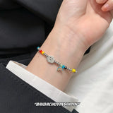 Rainbow Bangle 925 Silver Charm Bracelet for Women