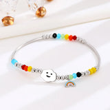 Rainbow Bangle 925 Silver Charm Bracelet for Women