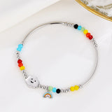 Rainbow Bangle 925 Silver Charm Bracelet for Women