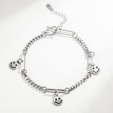 Smile Face Bracelet Thai Silver Retro Style Jewelry Charm Bracelet