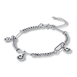 Thai Silver Retro Style Smile Face Bracelet