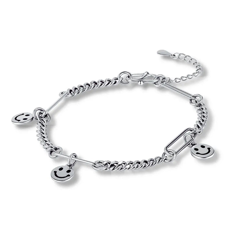 Thai Silver Retro Style Smile Face Bracelet
