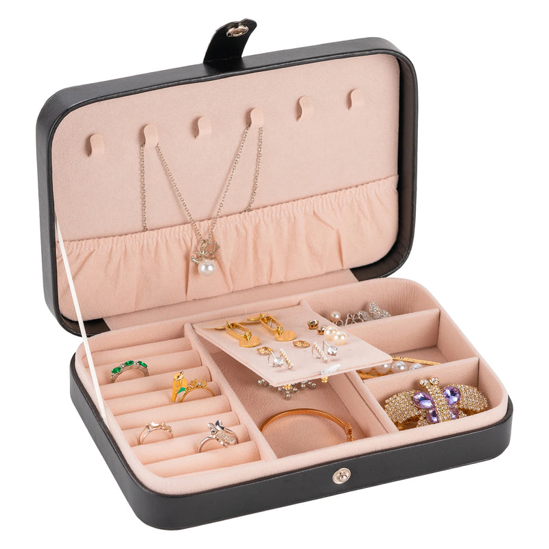 Jewelry Box for Women Girls PU Leather Small Travel Organizer Case