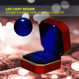 LED Light Ring Box Jewelry Display Case for Women Wedding Ceremony