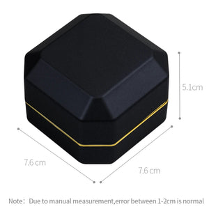 LED Light Ring Box Jewelry Display Case for Women Wedding Ceremony