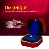 LED Light Ring Box Jewelry Display Case for Women Wedding Ceremony