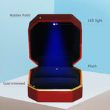 LED Light Ring Box Jewelry Display Case for Women Wedding Ceremony