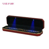 Matte Necklace Display Holder Jewelry Box LED Lighted Carrying Case