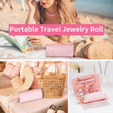 Travel Jewelry Organizer Buttoned Rolling Storage Bag for Women