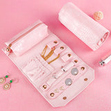 Travel Jewelry Organizer Buttoned Rolling Storage Bag for Women