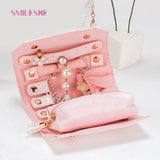 Travel Jewelry Organizer Buttoned Rolling Storage Bag for Women