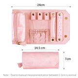 Travel Jewelry Organizer Buttoned Rolling Storage Bag for Women