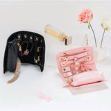 Travel Jewelry Organizer Buttoned Rolling Storage Bag for Women