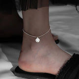 Silver 925 Smiley Anklet Barefoot Leg Bead Chain For Women