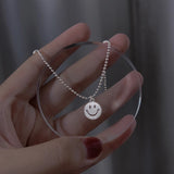 Silver 925 Smiley Anklet Barefoot Leg Bead Chain For Women