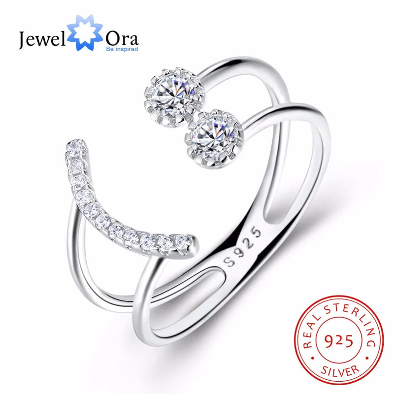 Adjustable Smiley Face Silver Ring - Party Jewelry
