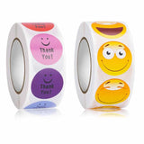 Smiley Face Thank You Sticker 500 Pcs Kids Reward Yellow Dots Labels