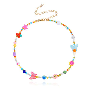 Y2K Glass Eyeball Heart Star Choker Necklace Acrylic Pearl Women Party Jewelry