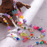 Y2K Glass Eyeball Heart Star Choker Necklace Acrylic Pearl Women Party Jewelry