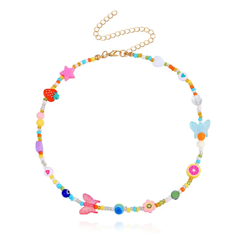 Y2K Glass Eyeball Heart Star Choker Necklace Acrylic Pearl Women Party Jewelry