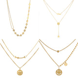 Smiley Face Necklace Multilayer Stainless Steel Women's Necklace