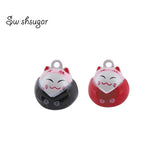 Smiling Cat Chinese Fighting Cartoon Animal Jingle Bell Charms