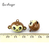 Smiling Monkey Metal Jingle Bell Charms Cartoon Pendant Jewelry Craft Finding